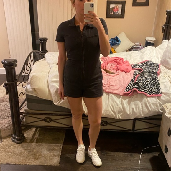 FREE PEOPLE JUMPSUIT SHORTS! BLACK DENIM - Picture 5 of 5